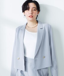 NOLLEY’S | 《セットアップ対応》ウォッシャブルサッカーストライプショートジャケット(テーラードジャケット)