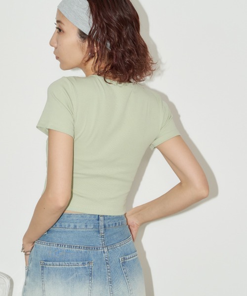 Auntie Rosa Holiday(アンティローザホリデー)の「タンクレイヤードクロップドTEE(Tシャツ/カットソー・レディース・オフホワイト/ブラック/ミント・FREE)」の8枚目の写真