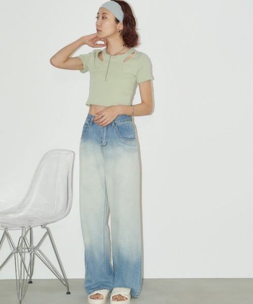 Auntie Rosa Holiday(アンティローザホリデー)の「タンクレイヤードクロップドTEE(Tシャツ/カットソー・レディース・オフホワイト/ブラック/ミント・FREE)」の10枚目の写真