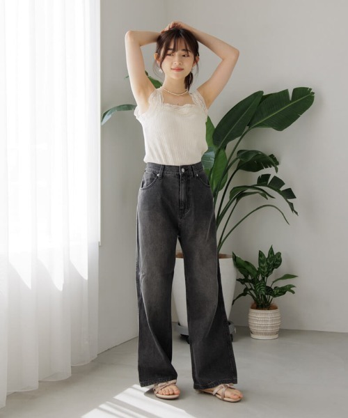 flower（フラワー）の「ゴージャスレースブラトップ（キャミソール・レディース・アイボリー/ブラック・FREE）」の6枚目の写真