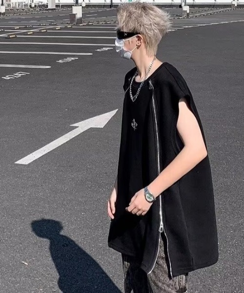 MGV(エムジーヴィー)の「ジップデザインノースリーブカットソー(タンクトップ・メンズ・ホワイト/ブラック・LARGE/MEDIUM/X-LARGE)」の5枚目の写真