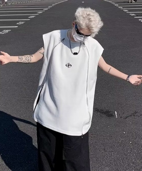 ジップデザインノースリーブカットソー（タンクトップ）｜MGV