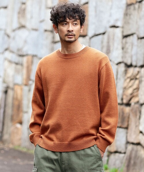 B:MING by BEAMS（ビーミングバイビームス）の「5ゲージ ソリッド クルーネック ニット（ニット/セーター・メンズ・チャコールグレー/オレンジ/ネイビー・LARGE/X-LARGE/SMALL/MEDIUM）」の3枚目の写真