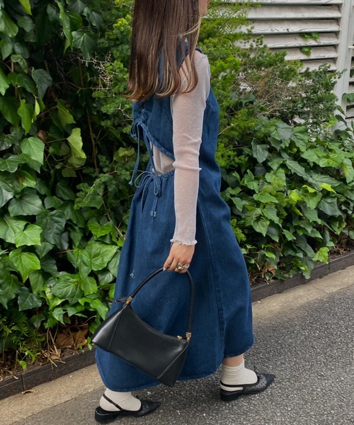 セール】バッグオープンデニムロングワンピース（ワンピース）｜MYMOOD