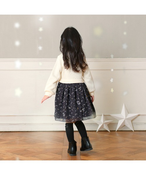 KP(ケーピー)の「星座うさぎちゃん柄シフォンワンピース(90~150)(ワンピース・キッズ・ブラック/アイボリー・90cm/100cm/110cm/120cm/130cm/140cm/150cm)」の9枚目の写真