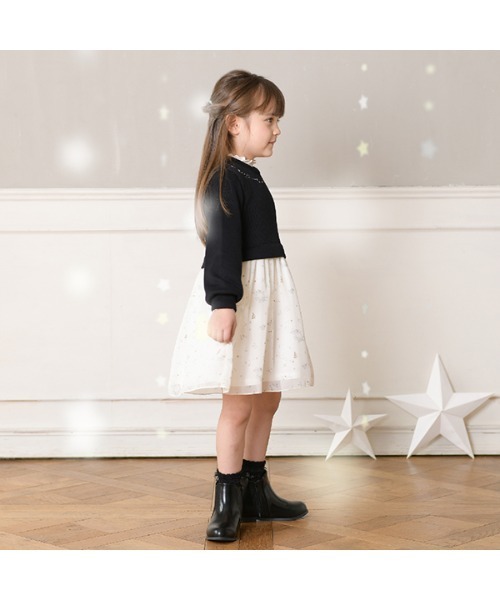 KP(ケーピー)の「星座うさぎちゃん柄シフォンワンピース(90~150)(ワンピース・キッズ・ブラック/アイボリー・90cm/100cm/110cm/120cm/130cm/140cm/150cm)」の4枚目の写真