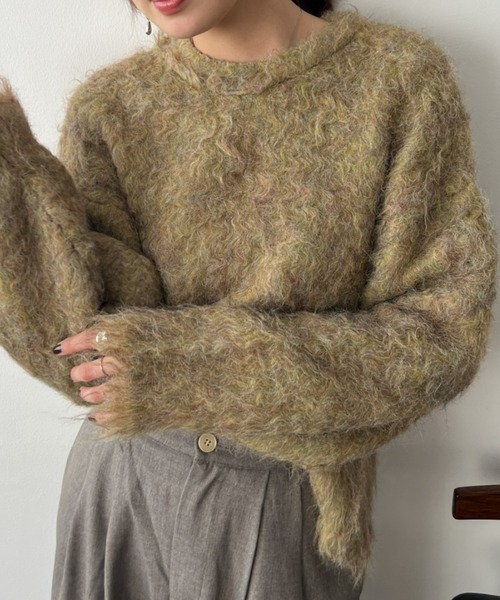 ミックスカラープルオーバーシャギーニット（ニット/セーター