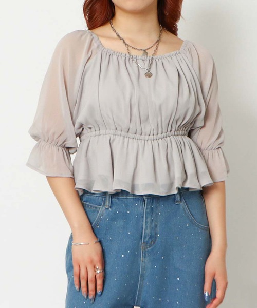 GORGE(ゴージ)の「《オフショル×ペプラム》レディース 2WAYブラウス フェミニン 春夏秋(シャツ/ブラウス・レディース・オフホワイト/グレー/ブラック/サックスブルー・F)」の3枚目の写真