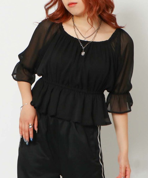 GORGE(ゴージ)の「《オフショル×ペプラム》レディース 2WAYブラウス フェミニン 春夏秋(シャツ/ブラウス・レディース・オフホワイト/グレー/ブラック/サックスブルー・F)」の1枚目の写真