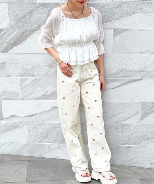 GORGE(ゴージ)の「《オフショル×ペプラム》レディース 2WAYブラウス フェミニン 春夏秋(シャツ/ブラウス・レディース・オフホワイト/グレー/ブラック/サックスブルー・F)」の13枚目の写真