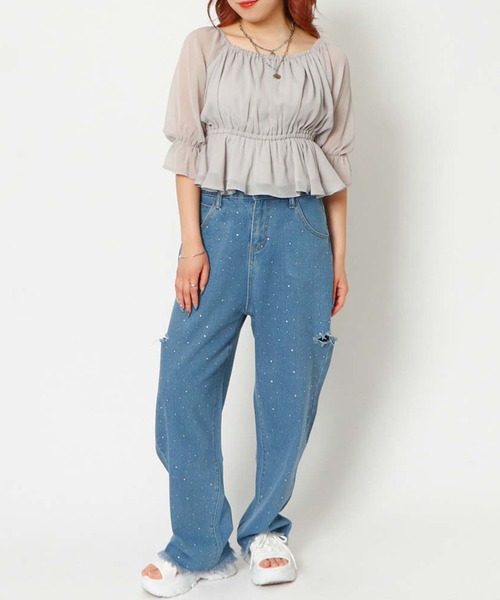 GORGE(ゴージ)の「《オフショル×ペプラム》レディース 2WAYブラウス フェミニン 春夏秋(シャツ/ブラウス・レディース・オフホワイト/グレー/ブラック/サックスブルー・F)」の11枚目の写真