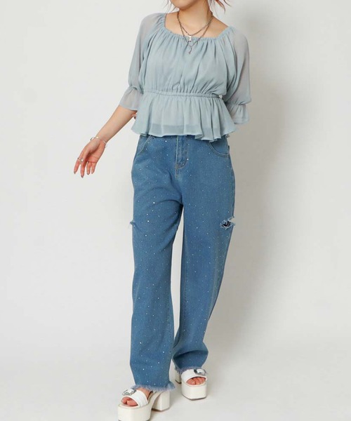 GORGE(ゴージ)の「《オフショル×ペプラム》レディース 2WAYブラウス フェミニン 春夏秋(シャツ/ブラウス・レディース・オフホワイト/グレー/ブラック/サックスブルー・F)」の10枚目の写真