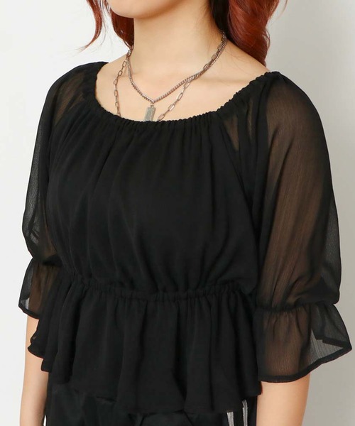 GORGE(ゴージ)の「《オフショル×ペプラム》レディース 2WAYブラウス フェミニン 春夏秋(シャツ/ブラウス・レディース・オフホワイト/グレー/ブラック/サックスブルー・F)」の6枚目の写真