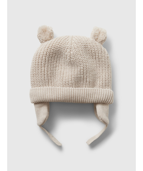 GAP（ギャップ）の「裏ボア くまさんビーニー (ベビー)（ニットキャップ/ビーニー・キッズ・ブルー/ナチュラル/ピンク・6-12M/3-6M/0-3M）」の2枚目の写真