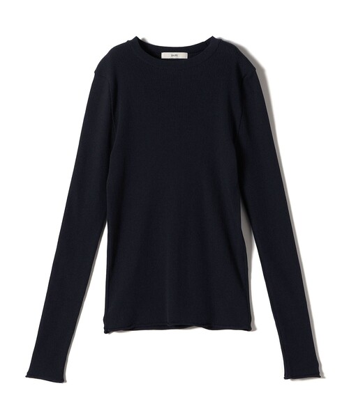 Rib クルーネックプルオーバー ネイビー　美品 SHIPS（シップス）の「〈手洗い可能〉レーヨン ポリ リブ クルーネック