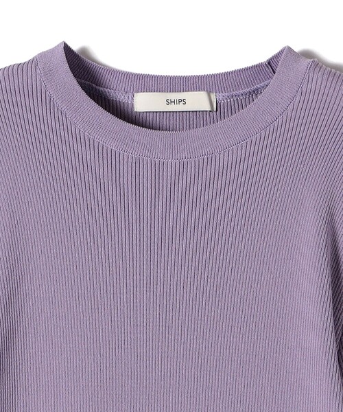 Rib クルーネックプルオーバー ネイビー　美品 SHIPS（シップス）の「〈手洗い可能〉レーヨン ポリ リブ クルーネック