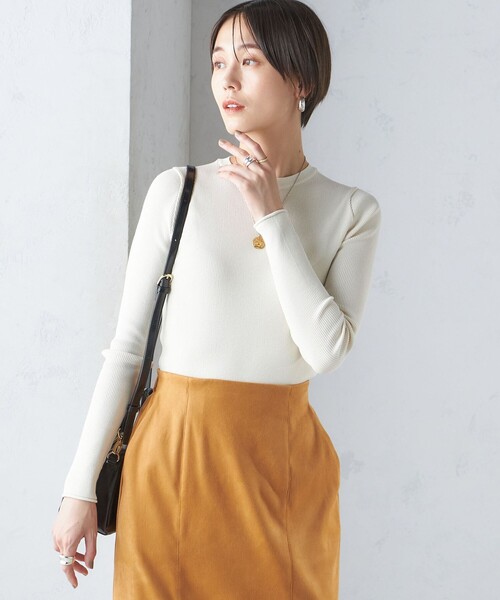 SHIPS（シップス）の「〈手洗い可能〉レーヨン ポリ リブ クルーネック