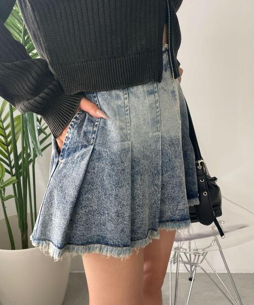 WEGO（ウィゴー）の「WEGO/ヴィンテージウォッシュプリーツスカパン（デニムスカート・レディース・ブラック系その他/コバルトブルー・FREE）」の12枚目の写真