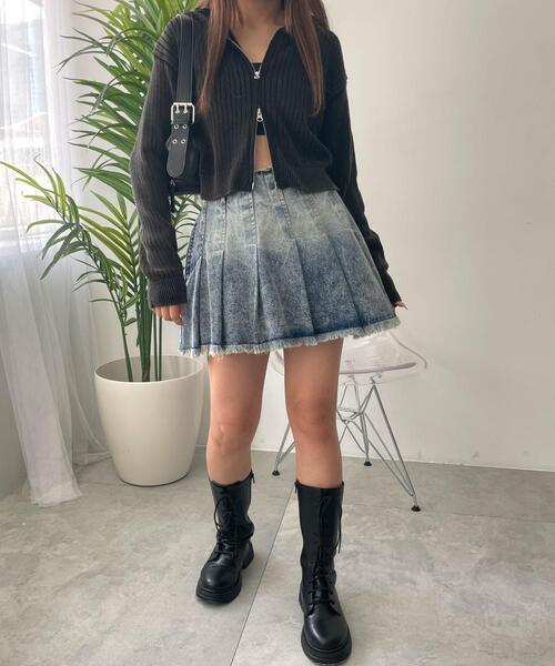 WEGO（ウィゴー）の「WEGO/ヴィンテージウォッシュプリーツスカパン（デニムスカート・レディース・ブラック系その他/コバルトブルー・FREE）」の14枚目の写真