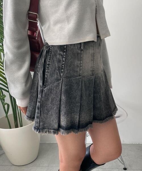 WEGO（ウィゴー）の「WEGO/ヴィンテージウォッシュプリーツスカパン（デニムスカート・レディース・ブラック系その他/コバルトブルー・FREE）」の6枚目の写真