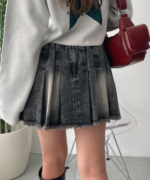 WEGO（ウィゴー）の「WEGO/ヴィンテージウォッシュプリーツスカパン（デニムスカート・レディース・ブラック系その他/コバルトブルー・FREE）」の8枚目の写真