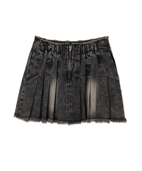 [ JEANS] Girlヴィンテージプリーツデニムスカート me+em select デニムスカート 「 インパン裏地付き