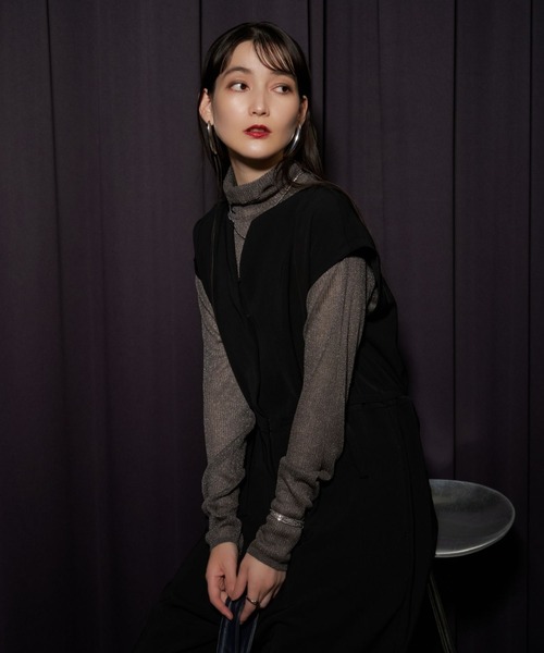 qualite（カリテ）の「シャイニーリブニット/シアーニット（ニット/セーター・レディース・グレー/グリーン/オフホワイト/ライトグレー・フリー）」の4枚目の写真