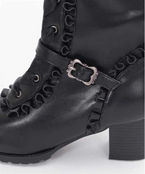 axes femme（アクシーズファム）の「レースアップロングブーツ（ブーツ・レディース・ブラック/ダークブラウン・MEDIUM/LARGE）」の7枚目の写真