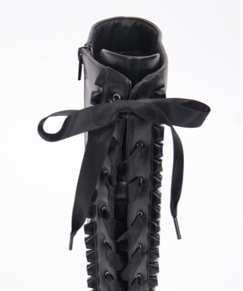 axes femme（アクシーズファム）の「レースアップロングブーツ（ブーツ・レディース・ブラック/ダークブラウン・MEDIUM/LARGE）」の10枚目の写真