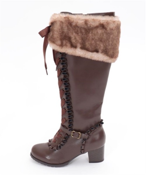 axes femme（アクシーズファム）の「レースアップロングブーツ（ブーツ・レディース・ブラック/ダークブラウン・MEDIUM/LARGE）」の14枚目の写真