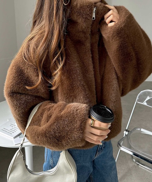 セール】【新色追加】ショート丈ファーブルゾンコート（ブルゾン