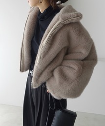 ブラウン ファーコート ショート丈 mya0236_2.jpg