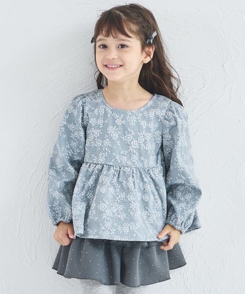 pairmanon(ペアマノン)の「バックリボン ジャガード花柄ブラウス(シャツ/ブラウス・キッズ・ブラック/アイボリー/ベージュ/ダークブルー/ピンク系その他/ブラック系その他・120/110/140/150/130/100/90)」の5枚目の写真