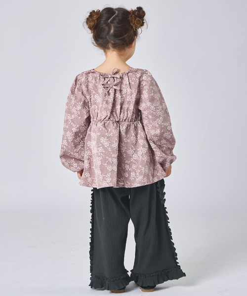 pairmanon(ペアマノン)の「バックリボン ジャガード花柄ブラウス(シャツ/ブラウス・キッズ・ブラック/アイボリー/ベージュ/ダークブルー/ピンク系その他/ブラック系その他・120/110/140/150/130/100/90)」の7枚目の写真