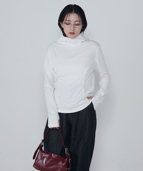 le ELMi(ルエルミ)の「Compact hoodie pullover / コンパクトフーディカットソー(Tシャツ/カットソー・レディース・オフホワイト/グレー/ブラック・FREE)」の8枚目の写真
