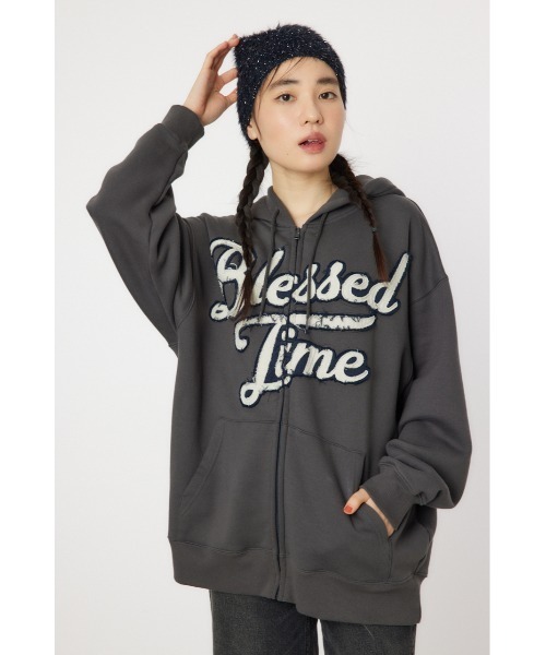 RODEO CROWNS WIDE BOWL（ロデオクラウンズワイドボウル）の「blessed time ジップパーカー（パーカー・レディース・ライトブラック/ブラウン/ピンク/グレー×ホワイト・FREE）」の10枚目の写真