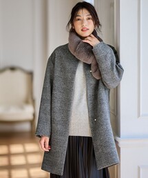 ANY（エニィ）の「【防風裏地】カシミヤブレンドコート（ノーカラーコート）」
