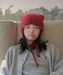 ニットキャップ/ビーニー（レッド/赤色系・ウォッシャブル加工