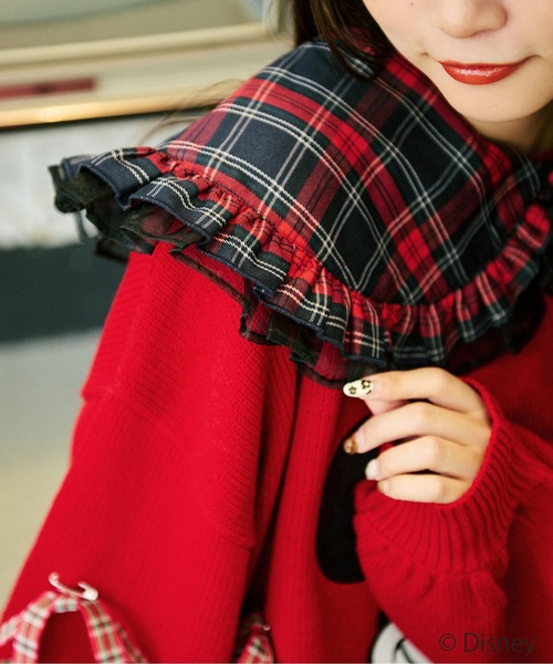 kutir（クティール）の「【クティールとレトロ】チュールドッキングチェックつけ襟（付け襟・レディース・ベージュ系その他/グリーン/レッド系その他・FREE）」の7枚目の写真