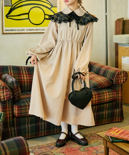 kutir（クティール）の「【クティールとレトロ】チュールドッキングチェックつけ襟（付け襟・レディース・ベージュ系その他/グリーン/レッド系その他・FREE）」の15枚目の写真