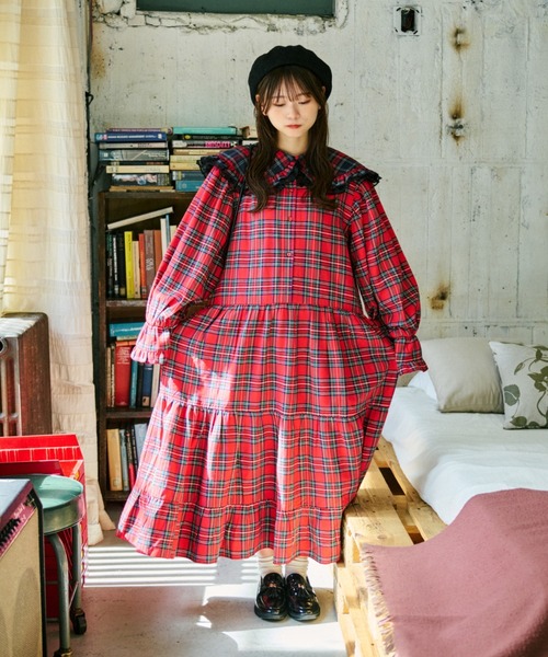 kutir（クティール）の「【クティールとレトロ】チュールドッキングチェックつけ襟（付け襟・レディース・ベージュ系その他/グリーン/レッド系その他・FREE）」の21枚目の写真