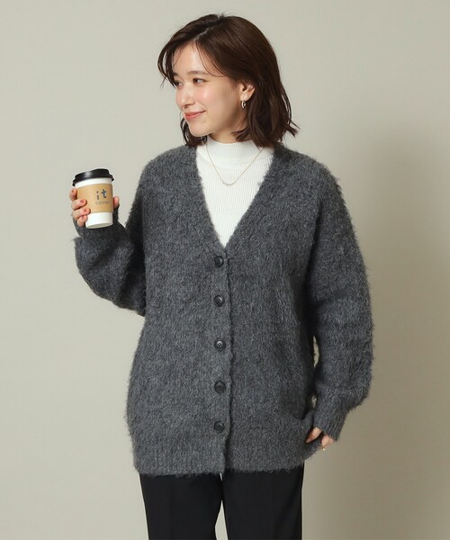 ITS'DEMO（イッツデモ）の「◆【マシンウォッシャブル】起毛Vネックカーディガン（カーディガン/ボレロ・レディース・アイボリー/チャコールグレー/マスタード・00）」の2枚目の写真