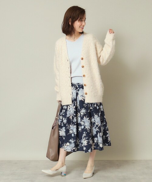 ITS'DEMO（イッツデモ）の「◆【マシンウォッシャブル】起毛Vネックカーディガン（カーディガン/ボレロ・レディース・アイボリー/チャコールグレー/マスタード・00）」の5枚目の写真