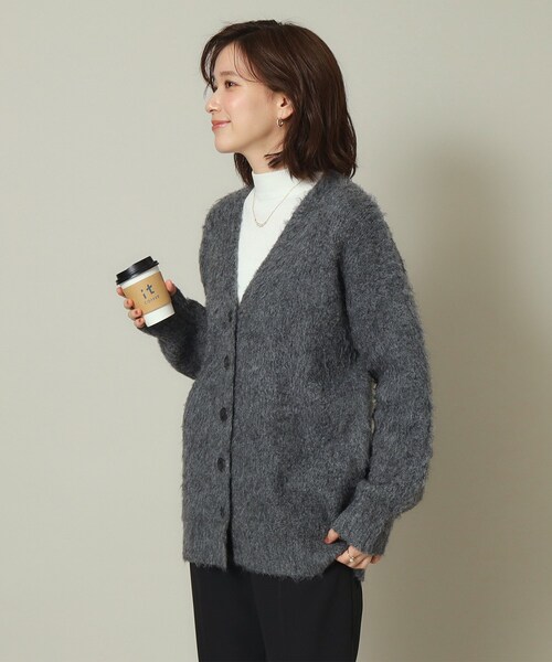 ITS'DEMO（イッツデモ）の「◆【マシンウォッシャブル】起毛Vネックカーディガン（カーディガン/ボレロ・レディース・アイボリー/チャコールグレー/マスタード・00）」の8枚目の写真