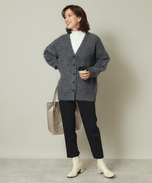 ITS'DEMO（イッツデモ）の「◆【マシンウォッシャブル】起毛Vネックカーディガン（カーディガン/ボレロ・レディース・アイボリー/チャコールグレー/マスタード・00）」の10枚目の写真