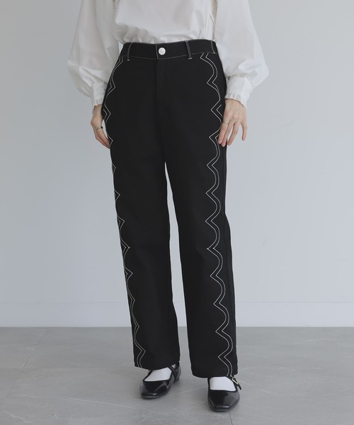 somari imagination(ソマリ イマジネーション)の「『スカラップステッチストレートパンツ』(その他パンツ・レディース・ブラック/ライトグレー・2/1)」の19枚目の写真