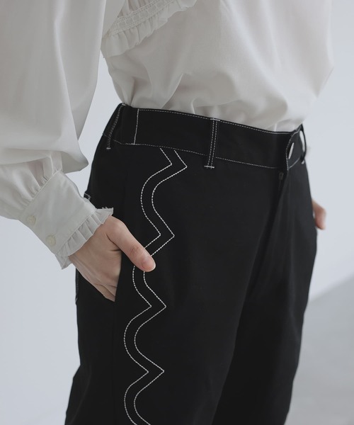 somari imagination(ソマリ イマジネーション)の「『スカラップステッチストレートパンツ』(その他パンツ・レディース・ブラック/ライトグレー・2/1)」の14枚目の写真