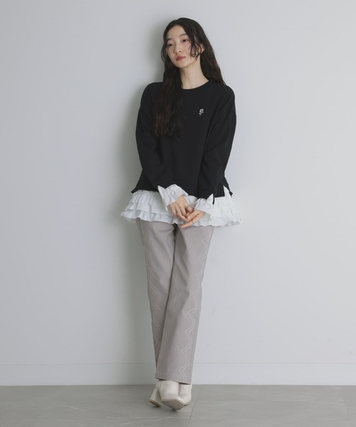 somari imagination(ソマリ イマジネーション)の「『スカラップステッチストレートパンツ』(その他パンツ・レディース・ブラック/ライトグレー・2/1)」の7枚目の写真