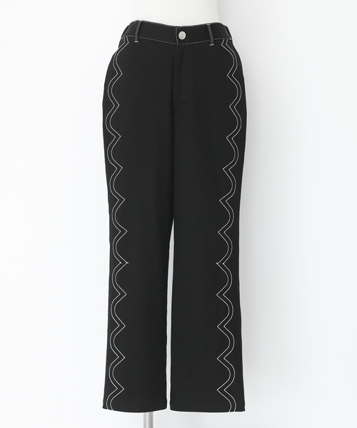 somari imagination(ソマリ イマジネーション)の「『スカラップステッチストレートパンツ』(その他パンツ・レディース・ブラック/ライトグレー・2/1)」の8枚目の写真