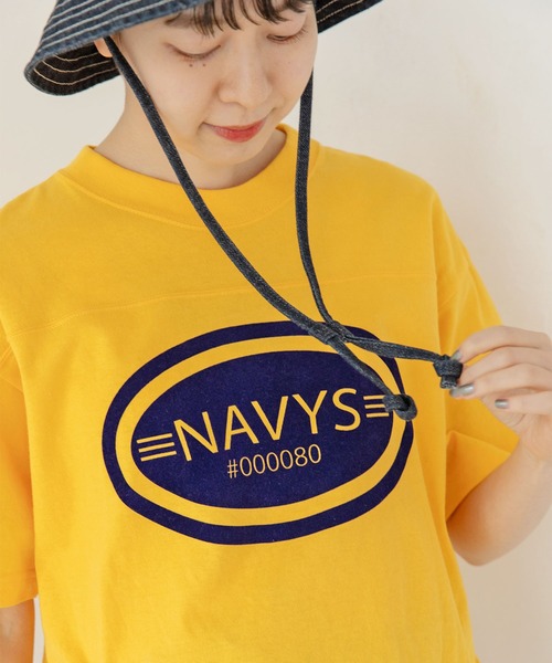 PAR ICI（パーリッシィ）の「NAVYS80 フットボールＴシャツ（Tシャツ/カットソー・レディース・イエロー/ブルー/アイボリー/グレー・FREE）」の14枚目の写真